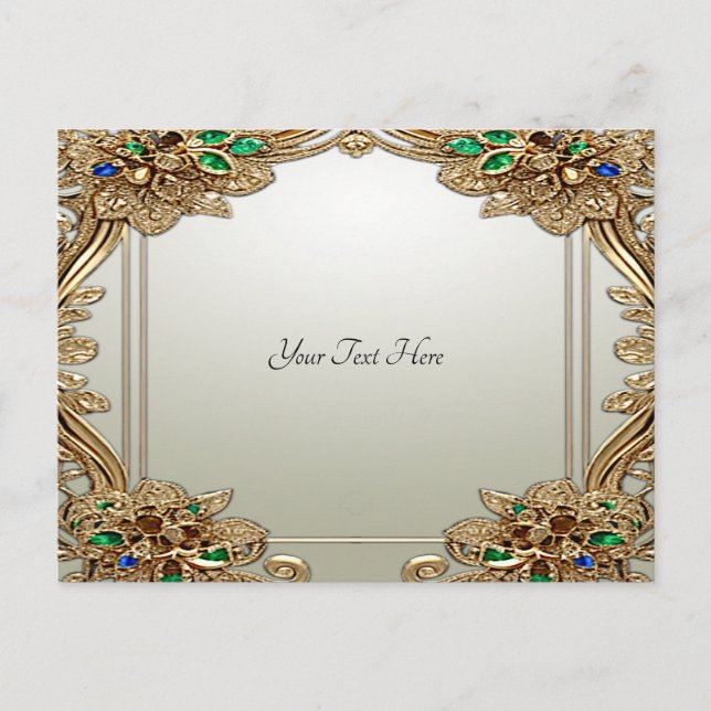 Carte postale élégante Gold Ornate (Devant)