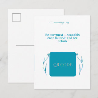 Carte Postale Élégante invitation de mariage avec QR code minima