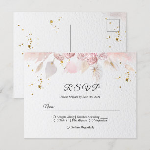 Carte Postale Élégante invitation P fleurs bleues et blanches d'