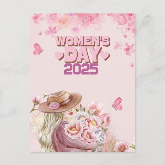 Carte Postale Elégante Journée des Femmes 2025 avec design flora (Devant)