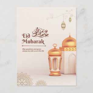 Carte Postale Élégante lanterne de mosquée Eid Mubarak Art