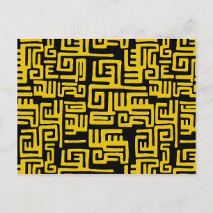 Carte Postale Élégante ligne minimaliste africaine Motif jaune