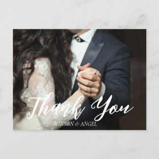 Carte postale élégante Mariage de script Merci