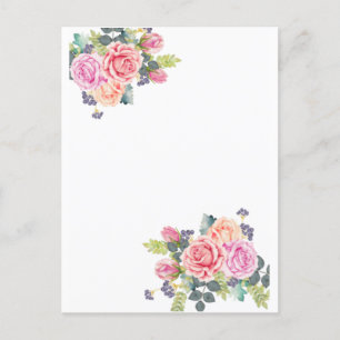 Carte Postale Élégante papeterie rose rose Vintage