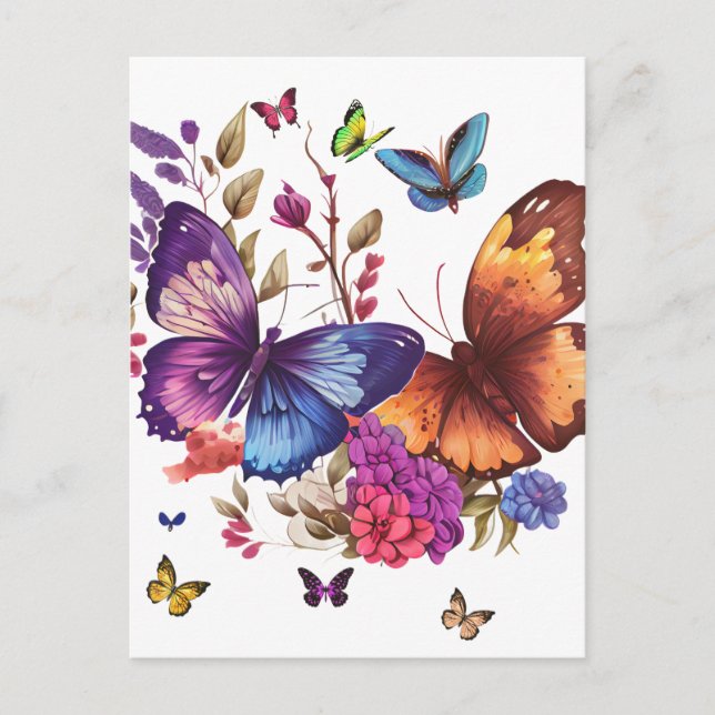 Carte postale élégante papillon (Devant)