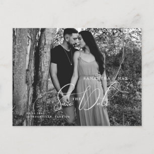 Carte Postale Élégante photo B/W Couple Enregistrer la date