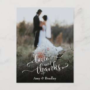 Carte Postale Élégante Typographie Mariage Amour et Merci