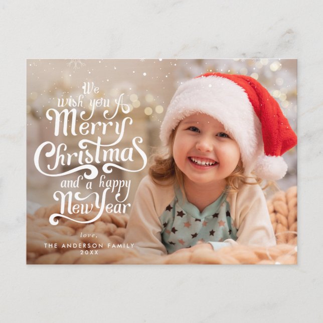 Carte Postale Élégante typographie voeux de Noël (Devant)