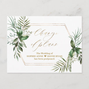 Carte Postale Élégante Verdure Or Changement De Plans Mariage