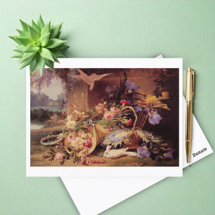 Carte Postale Elégante vie morte avec fleurs par Eugene Bidau