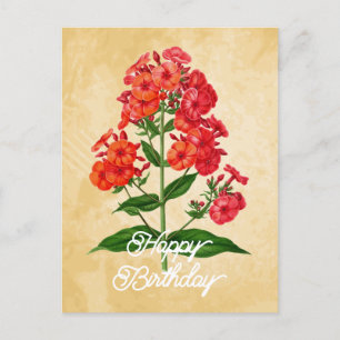 Carte Postale Elégante Vintage hybride Fleur de Phlox Joyeux Ann