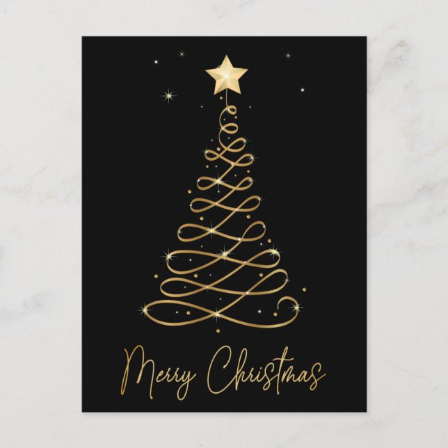 Carte Postale Élégante voiture postale Gold & Black Merry Christ (Devant)