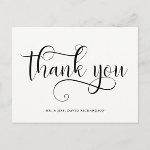 Carte Postale Élégantes perruques Merci Mariage noir et blanc