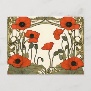 Carte Postale Élégants pavots Art Nouveau