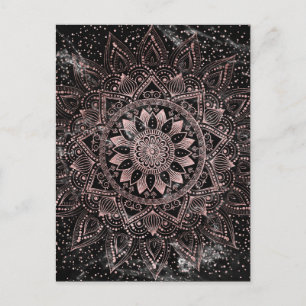 Carte Postale Elégants pointes Roses en or marbre Mandala