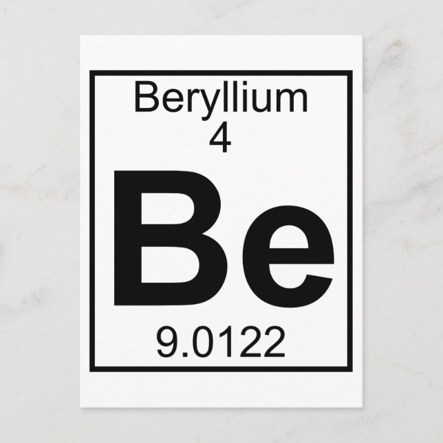 Carte Postale Élément 004 - Be - Beryllium (Full) (Devant)