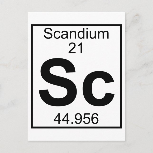 Carte Postale Élément 021 - Sc - Scandium (Complet) (Devant)