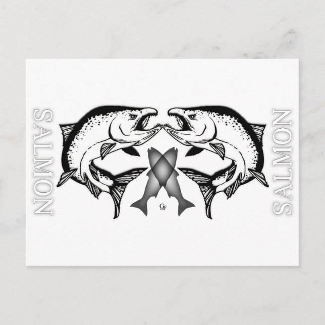 Carte Postale Éléments du logo saumon (Devant)