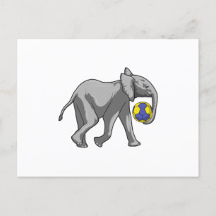 Carte Postale Elephant à Handball Sports