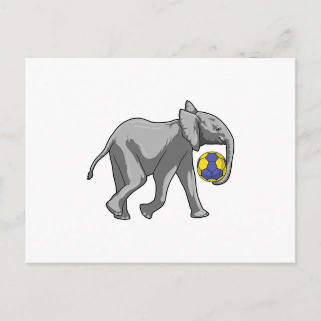Carte Postale Elephant à Handball Sports (Devant)