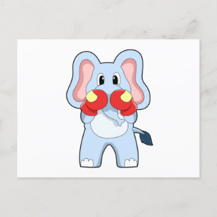 Carte Postale Éléphant à la boxe avec des gants de boxe