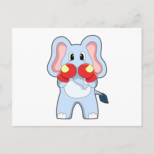 Carte Postale Éléphant à la boxe avec des gants de boxe (Devant)