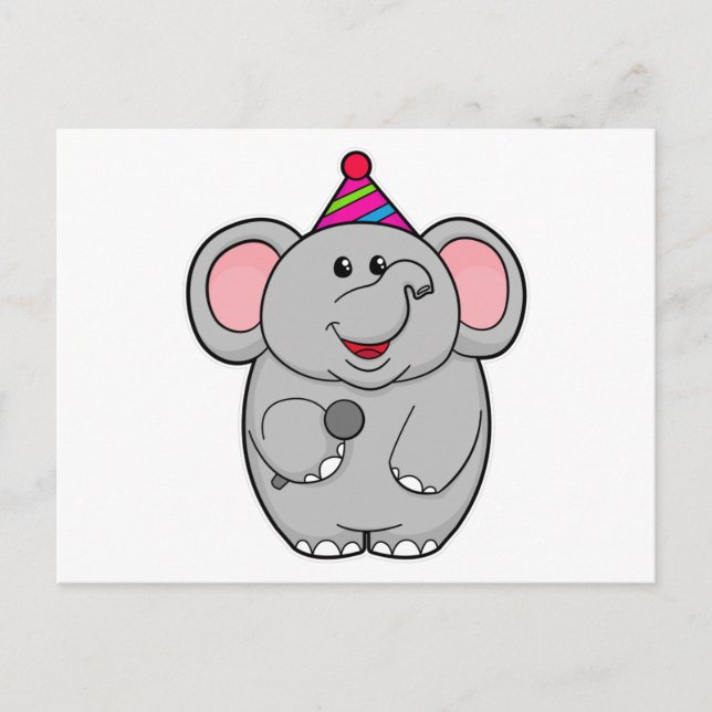Carte Postale Eléphant à la fête avec microphone (Devant)