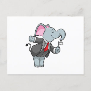 Carte Postale Eléphant à la musique avec Triangle