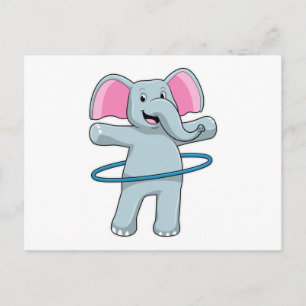 Carte Postale Éléphant à la salle de sport avec des pneus de fit