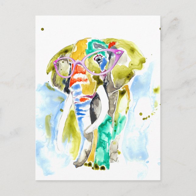 Carte Postale Eléphant à pantalon intelligent (Devant)