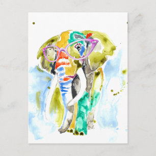 Carte Postale Eléphant à pantalon intelligent