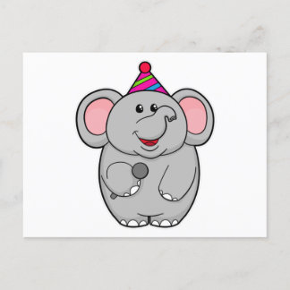 Carte Postale Éléphant à une fête avec microphone