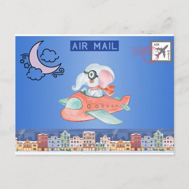 Carte postale Elephant Airmail (Devant)