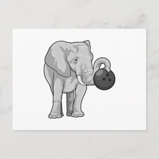 Carte Postale Éléphant au bowling avec boule de bowling (Devant)