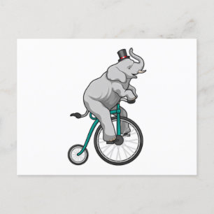 Carte Postale Eléphant au cirque avec vélo