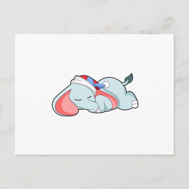 Carte Postale Eléphant au coucher avec tête de lit (Devant)