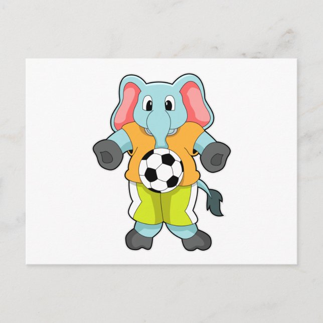 Carte Postale Eléphant au sport de football (Devant)