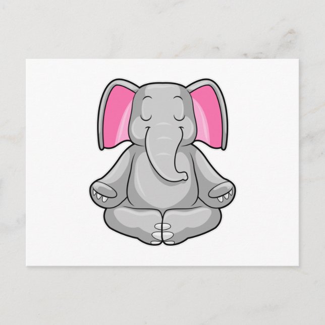 Carte Postale Éléphant au Yoga en tailleur (Devant)