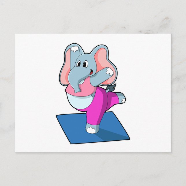 Carte Postale Éléphant au yoga exercices d'étirement en position (Devant)