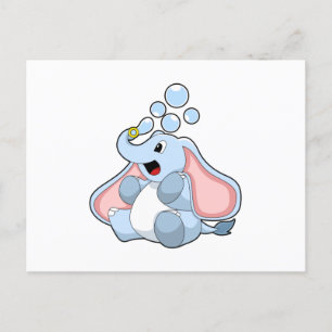 Carte Postale Eléphant avec bulles d'eau