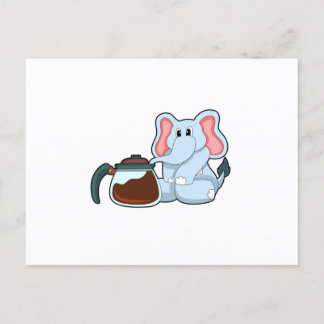 Carte Postale Éléphant avec cafetière