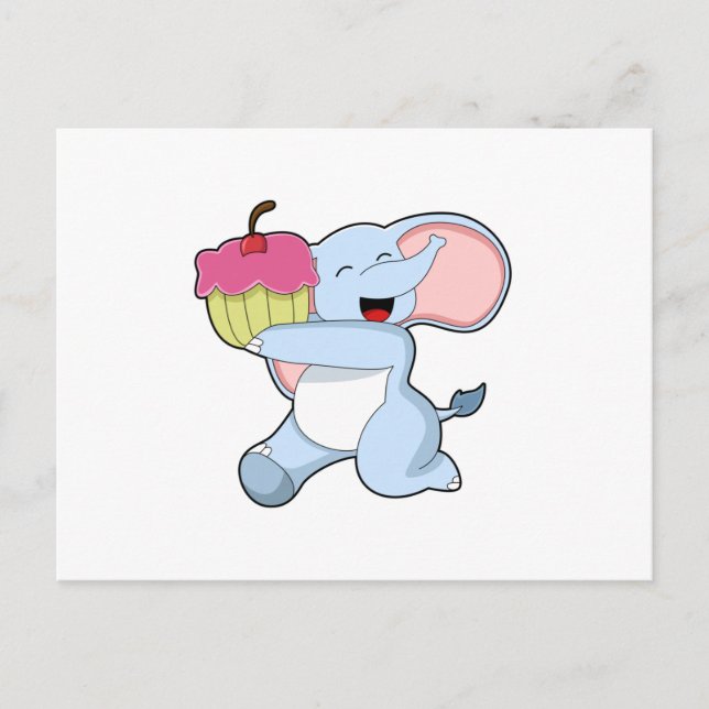 Carte Postale Éléphant avec gâteau (Devant)