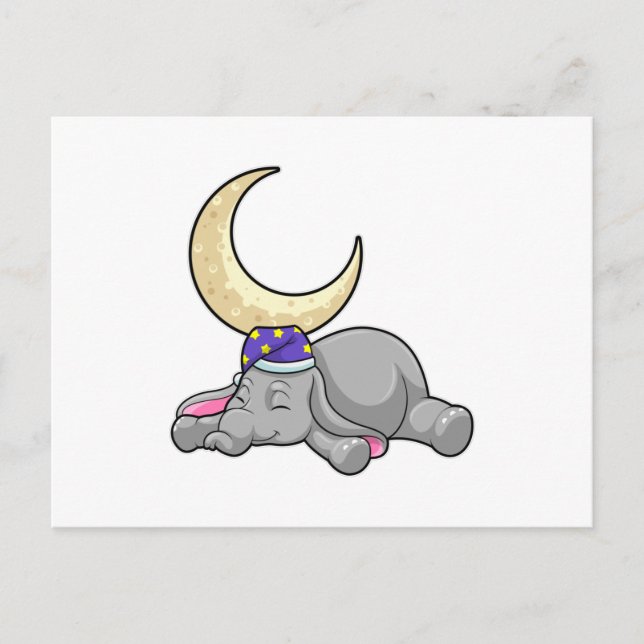 Carte Postale Éléphant avec Lune (Devant)