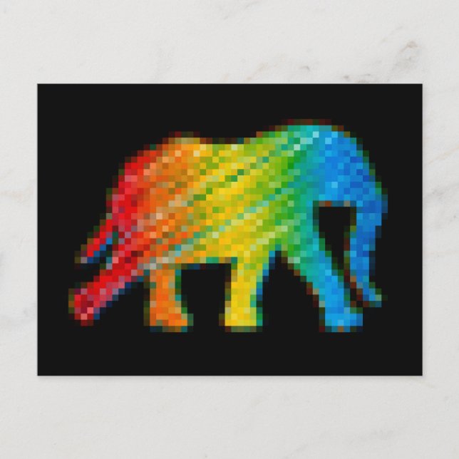 Carte Postale Éléphant avec Pixels (Devant)