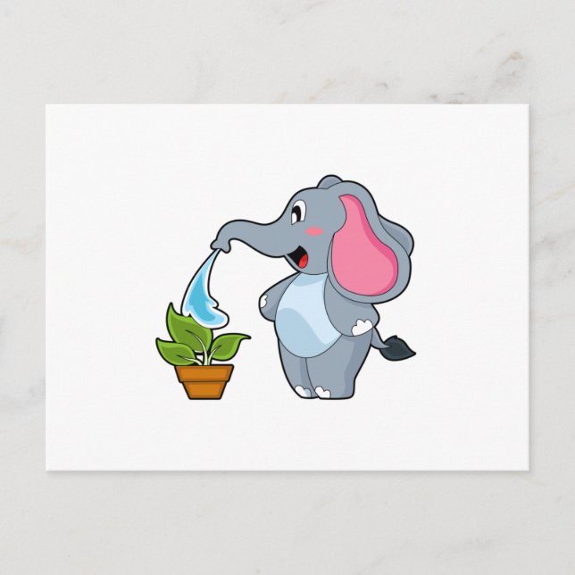 Carte Postale Éléphant avec plante (Devant)