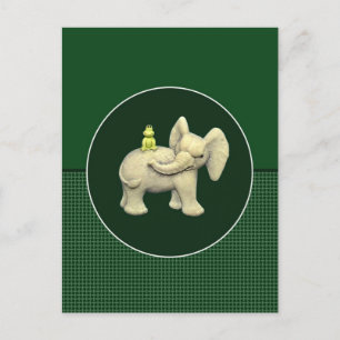 Carte Postale Eléphant bébé et grenouille