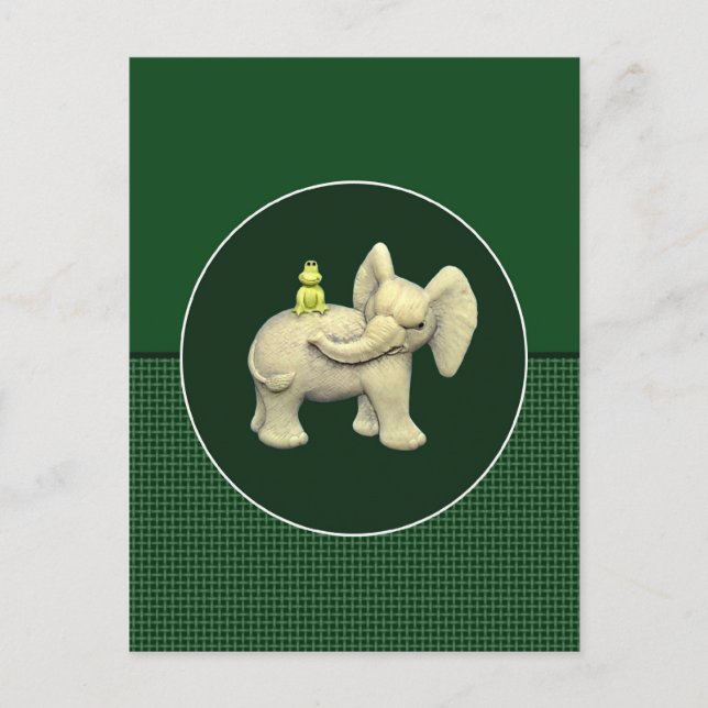 Carte Postale Eléphant bébé et grenouille (Devant)