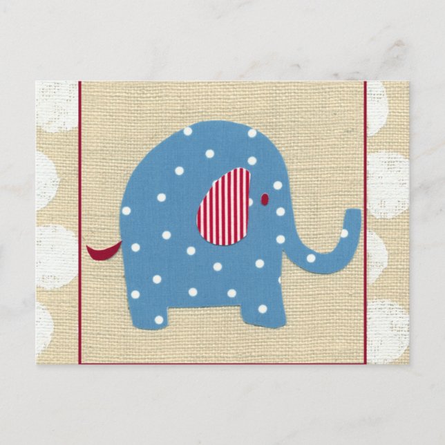 Carte Postale Eléphant bleu avec Pois blancs (Devant)