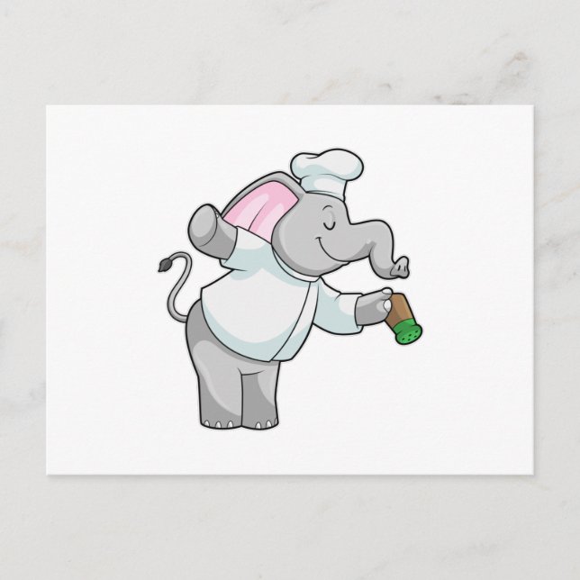Carte Postale Éléphant chef avec saupoudroir de sel (Devant)
