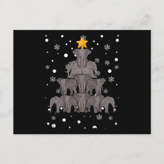 Carte Postale Elephant Christmas Tree Safari Animal Lover Xmas